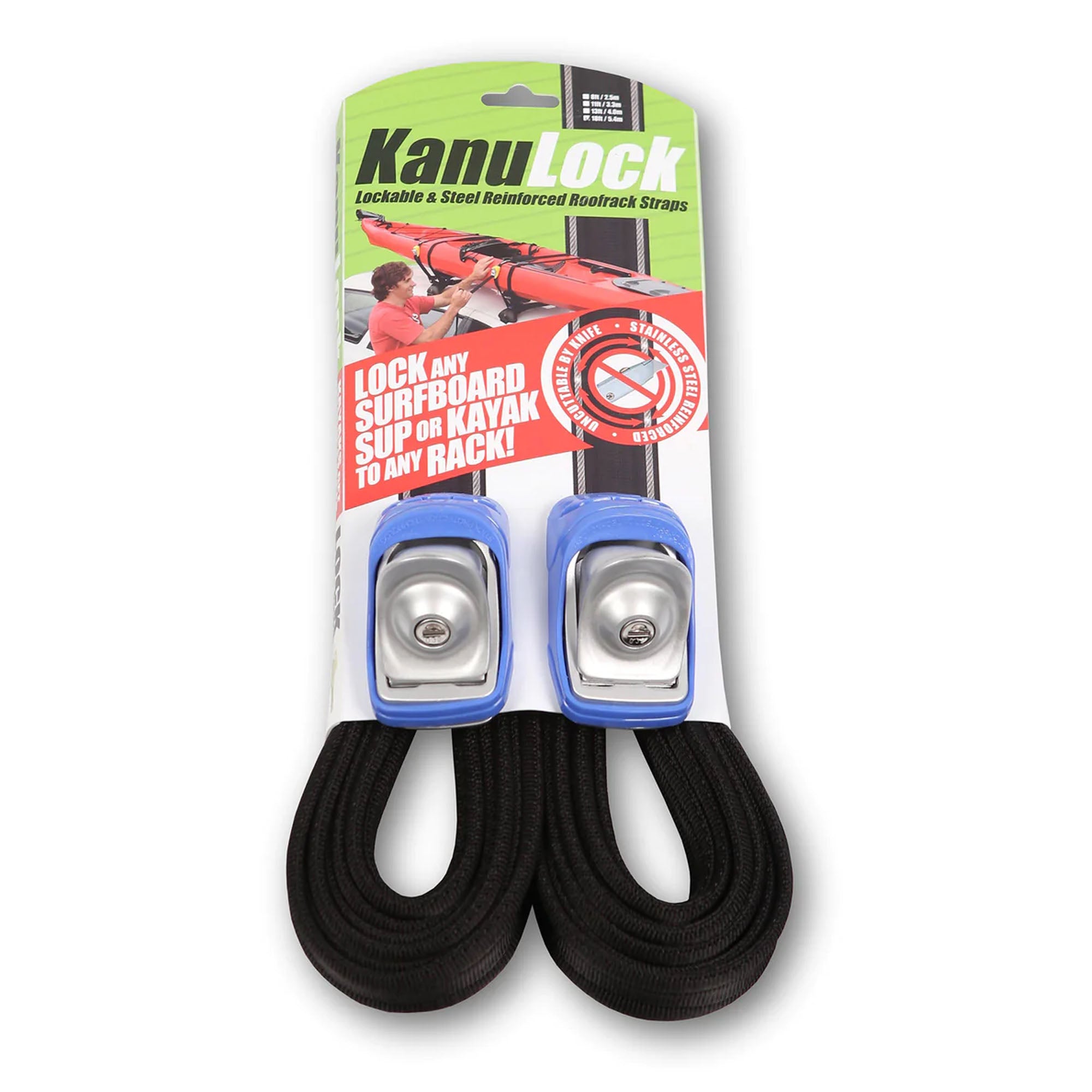 KanuLock 5.4m/18ft Lockable Tiedown Strap Set