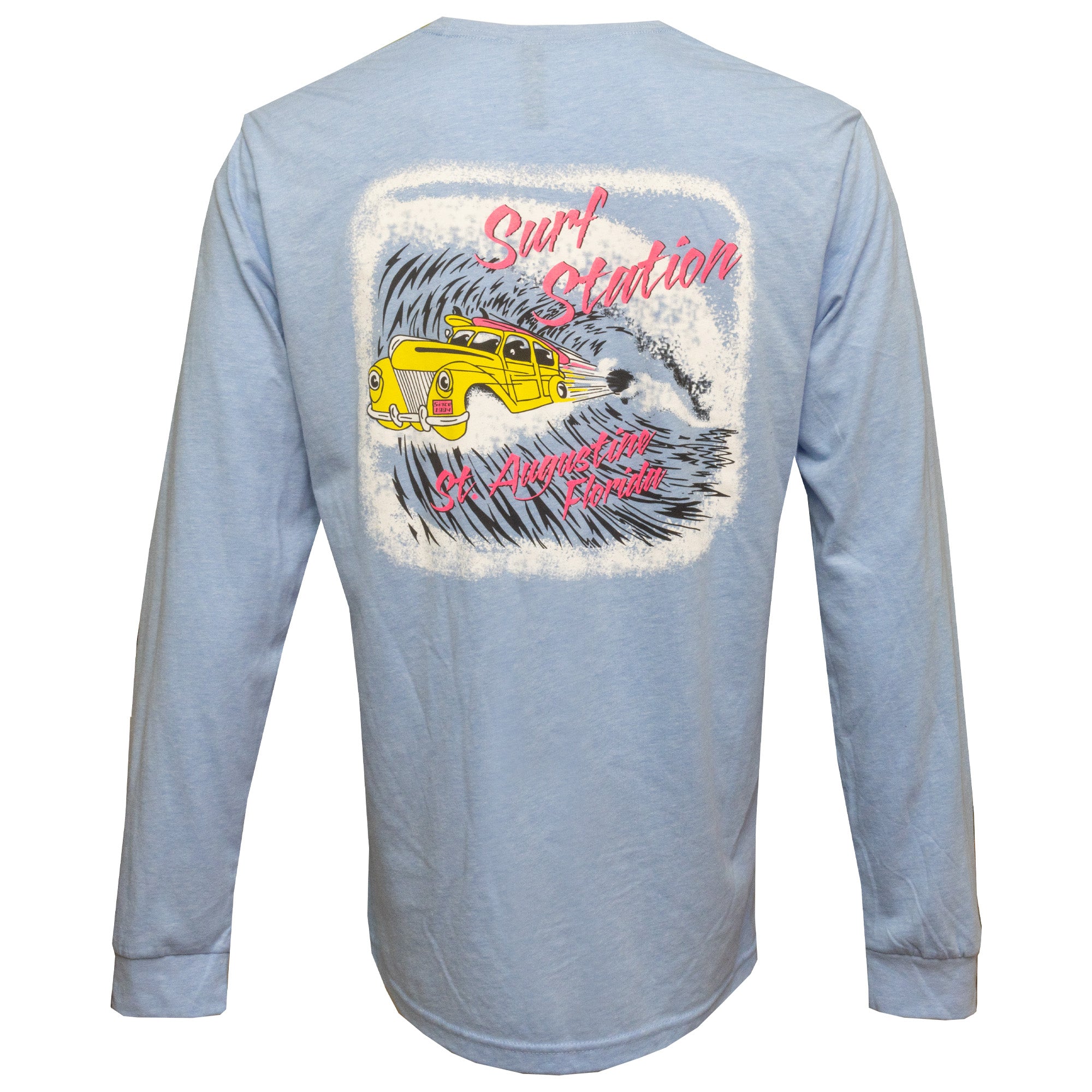 Surf Station Shooting Barrel Men's L/S T-Shirt - Heather Columbia Blue