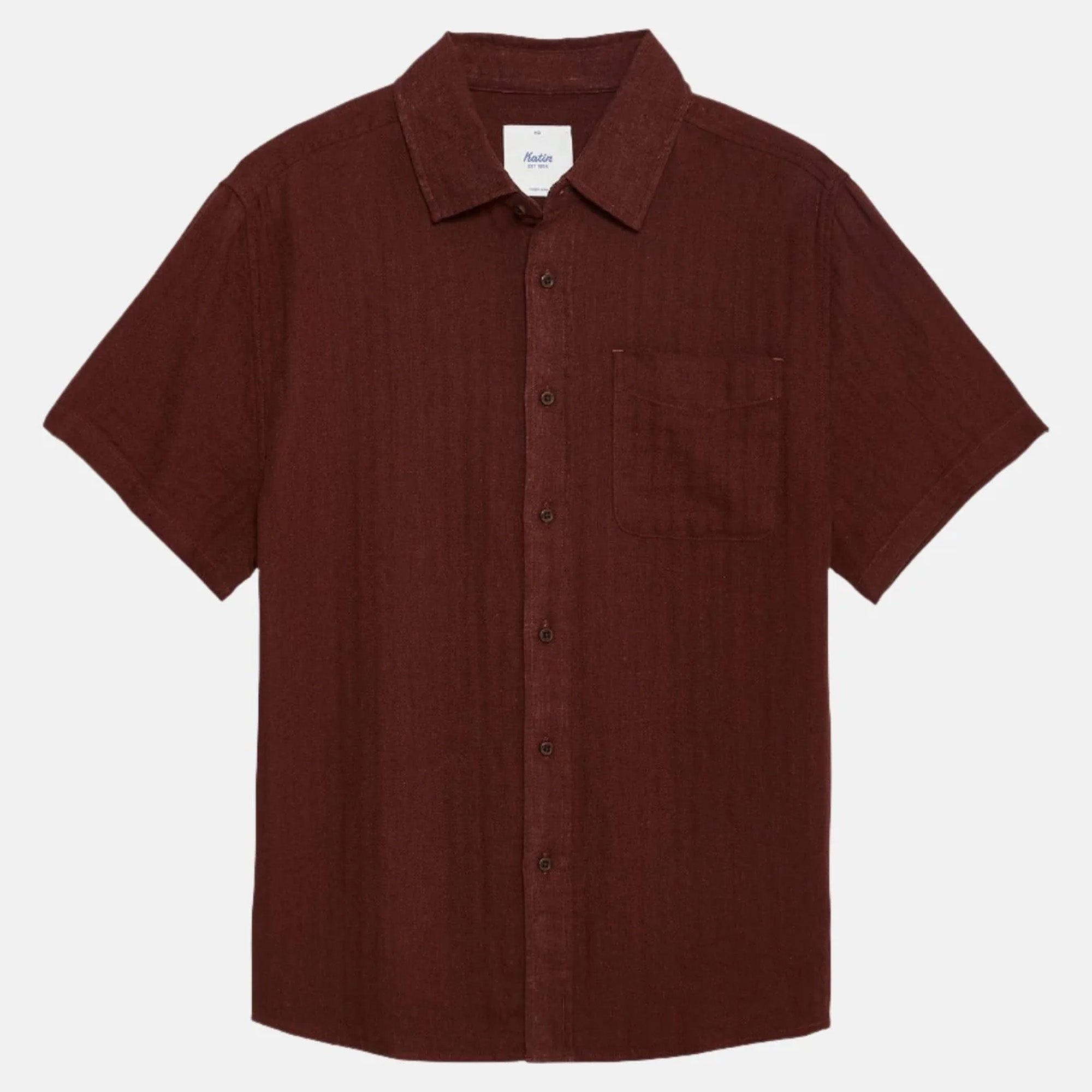 Katin Alan Solid Men's S/S Woven Shirt - Burgandy