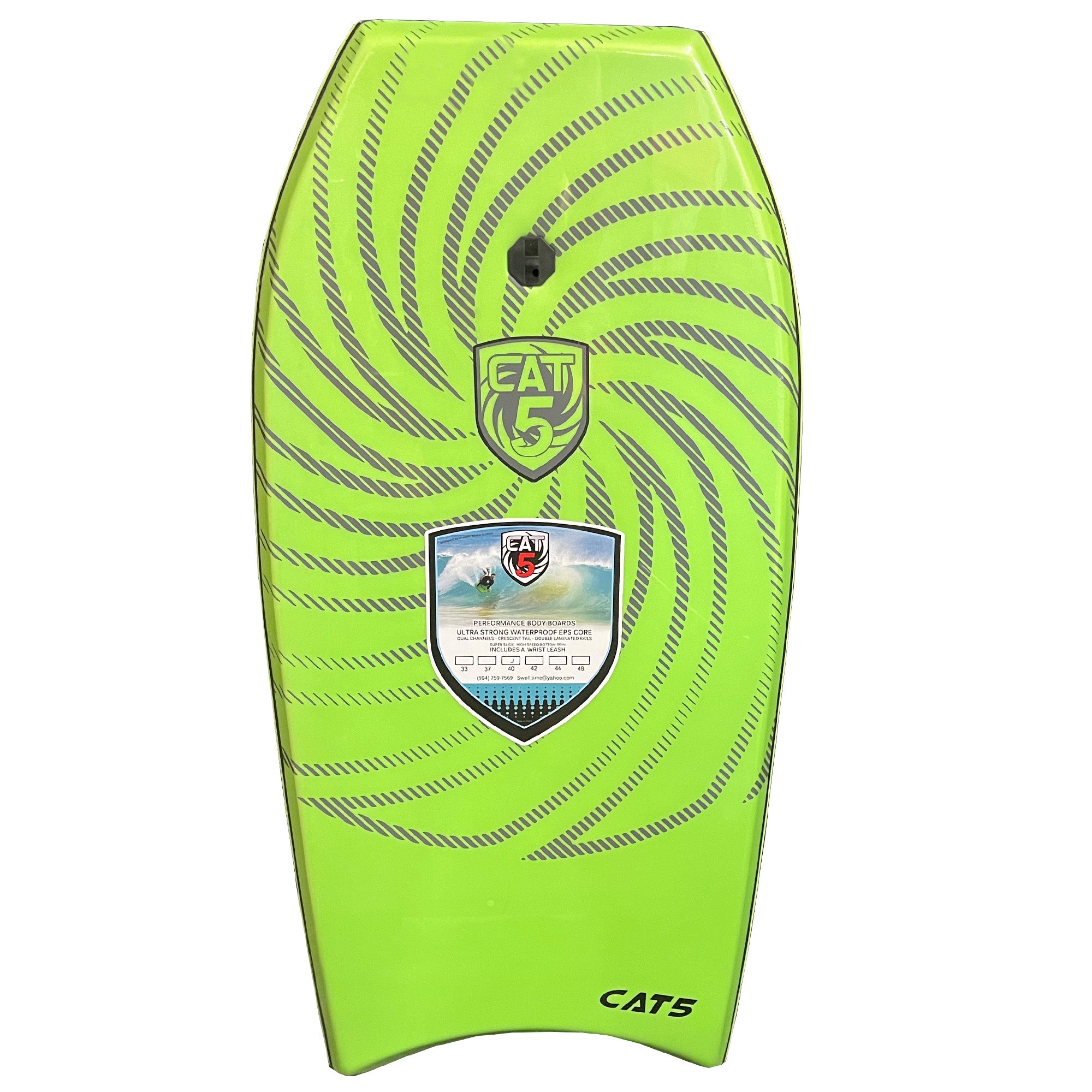 Cat 5 Original 42" Bodyboard w/ Leash - Green