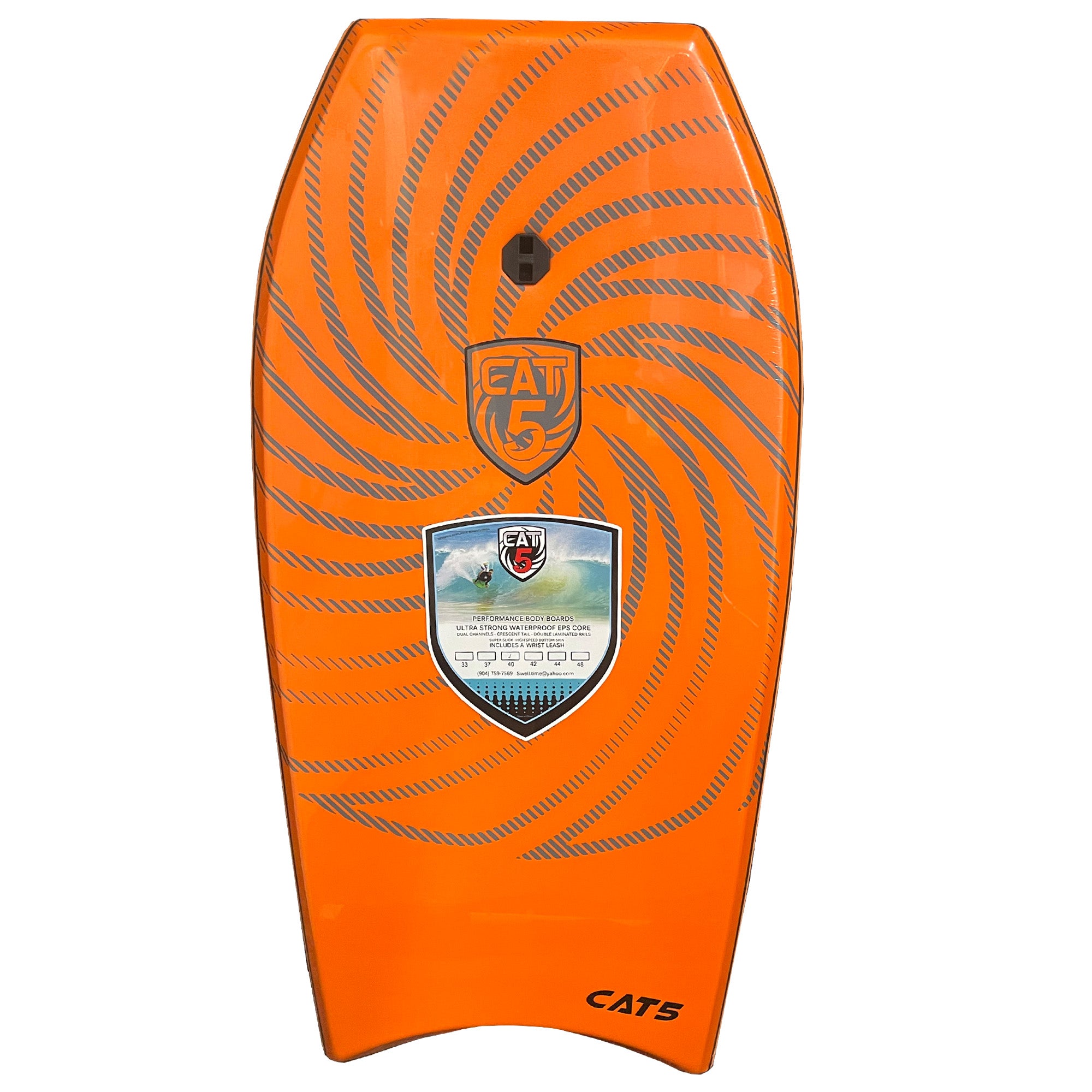 Cat 5 Original 45" Bodyboard w/ Leash - Orange