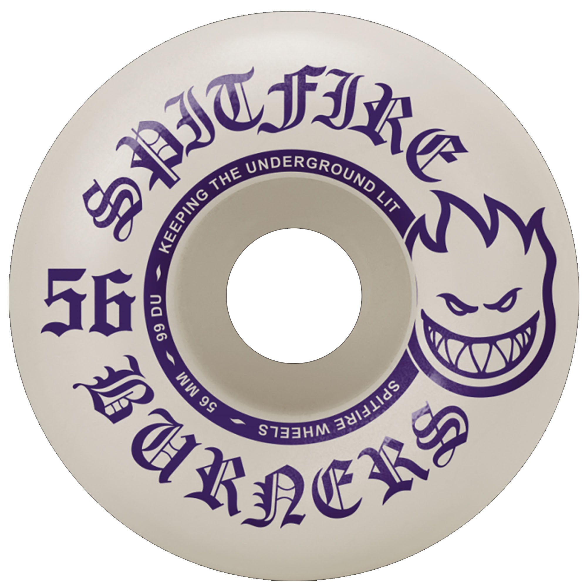 Spitfire Burners 99A 56mm Skateboard Wheels - White/Purple