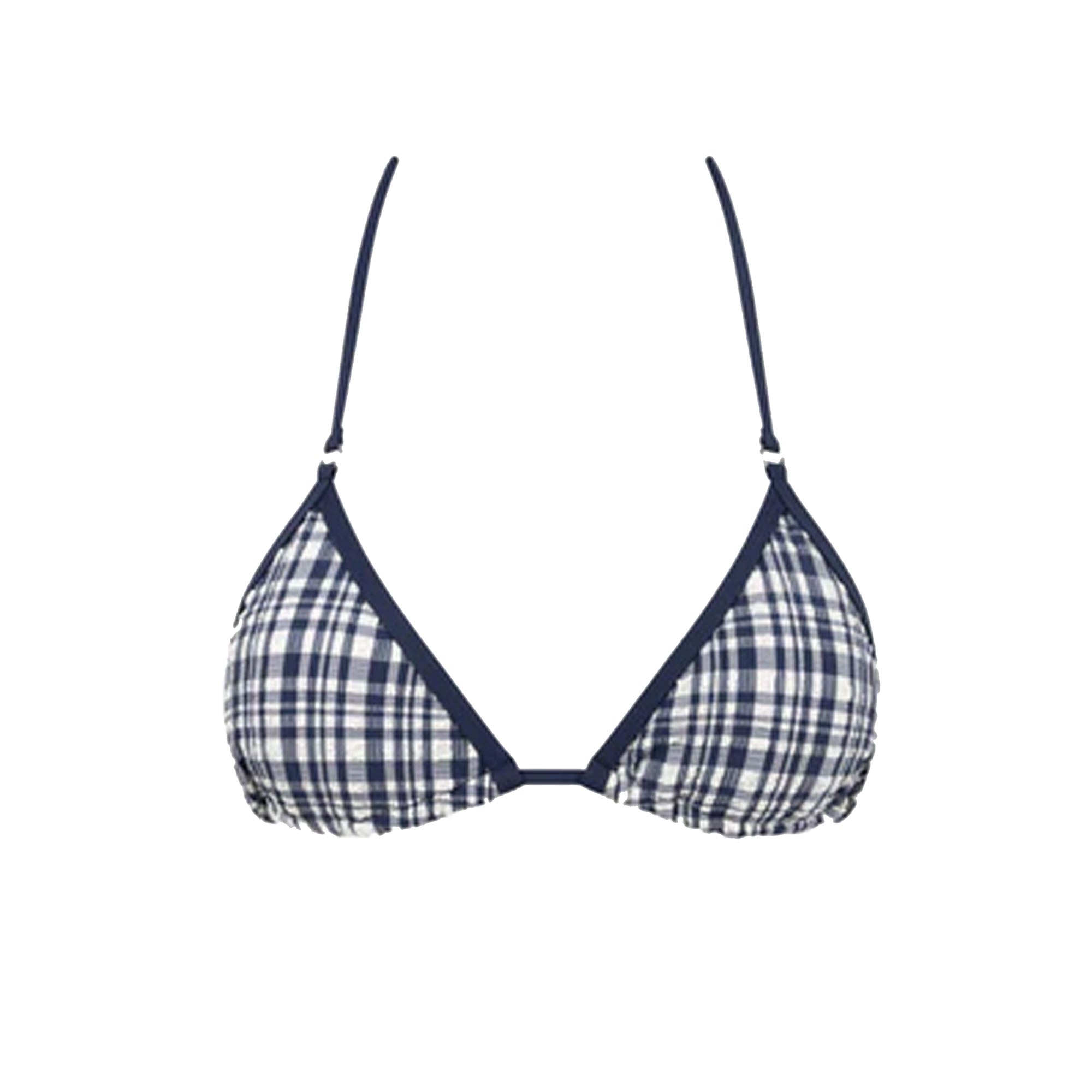 Rhythm London Check Slide Tri Women's Bikini Top - Navy