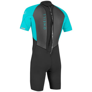 O'Neill Reactor II 2mm Back-Zip S/S Youth Boys Spring Wetsuit - Black/Light Aqua