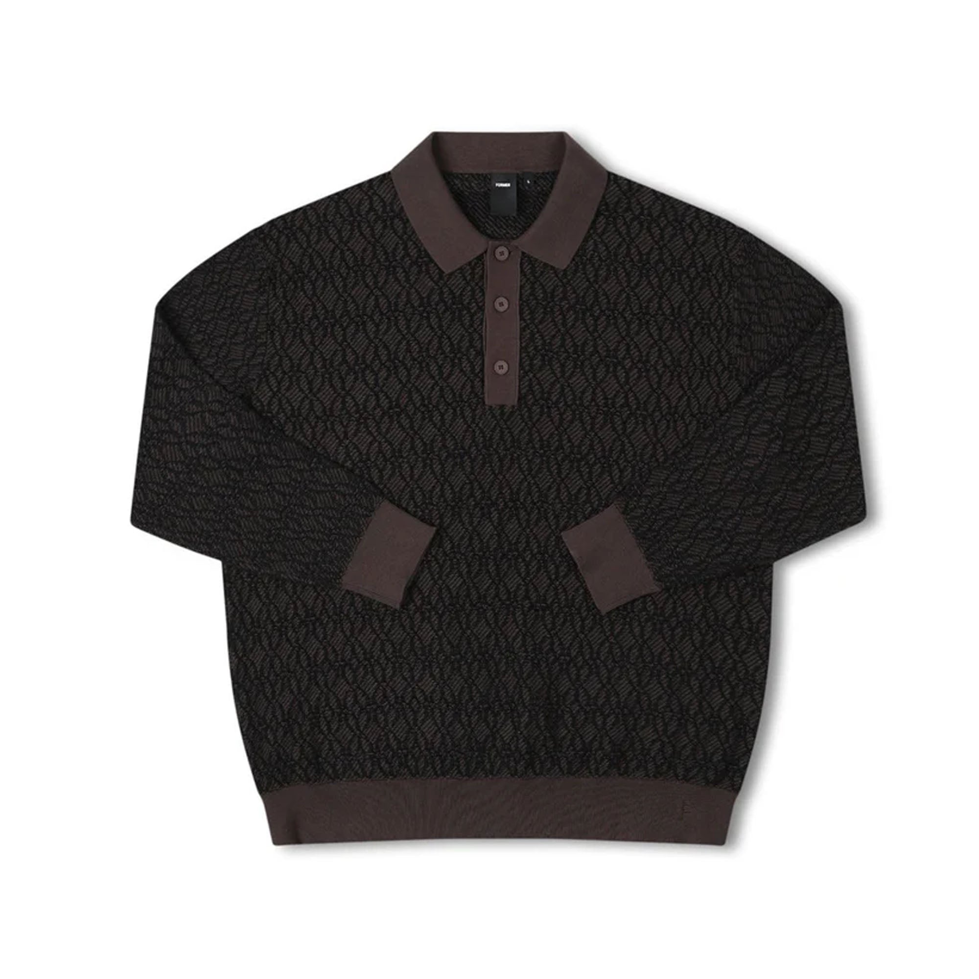 Former Expansion Knit Polo Men's L/S Sweater - Brown