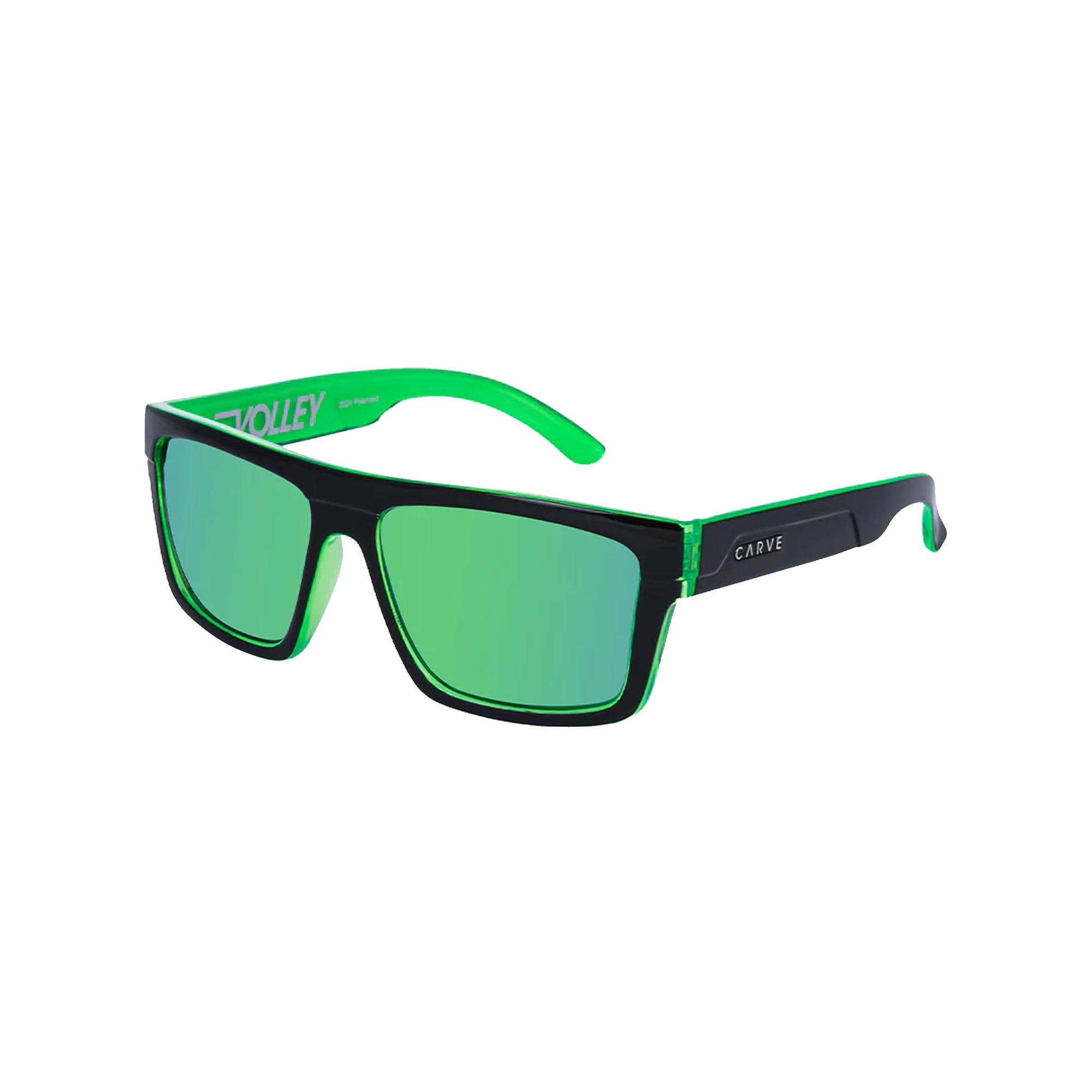 Carve Volley Revo Men's Sunglasses - Gloss Black/Green Iridium Polarized