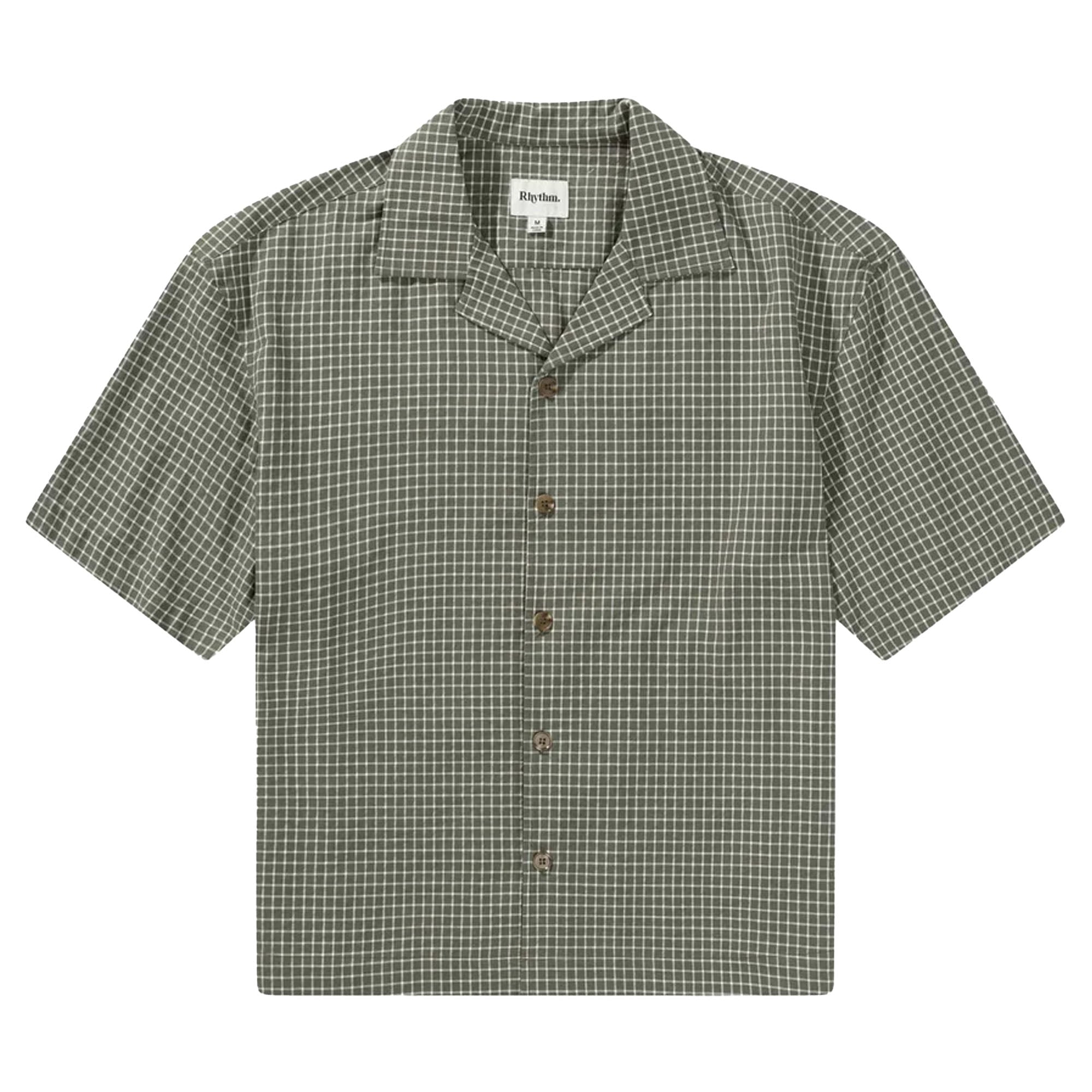 Rhythm Relaxed Check Men's S/S Dress Shirt - Olive