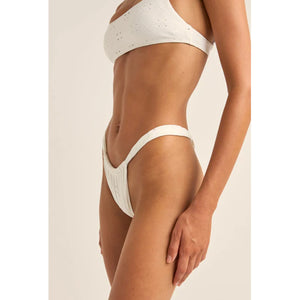 Rhythm Brighton Eyelet Soft Side Itsy Women's Bikini Bottoms - Ivory