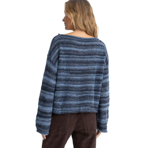 Rhythm Baklava Knit Women's L/S Sweater - Navy