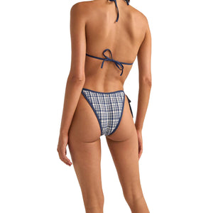 Rhythm London Check Tie Side Hi Cut Women's Bikini Bottoms - Navy