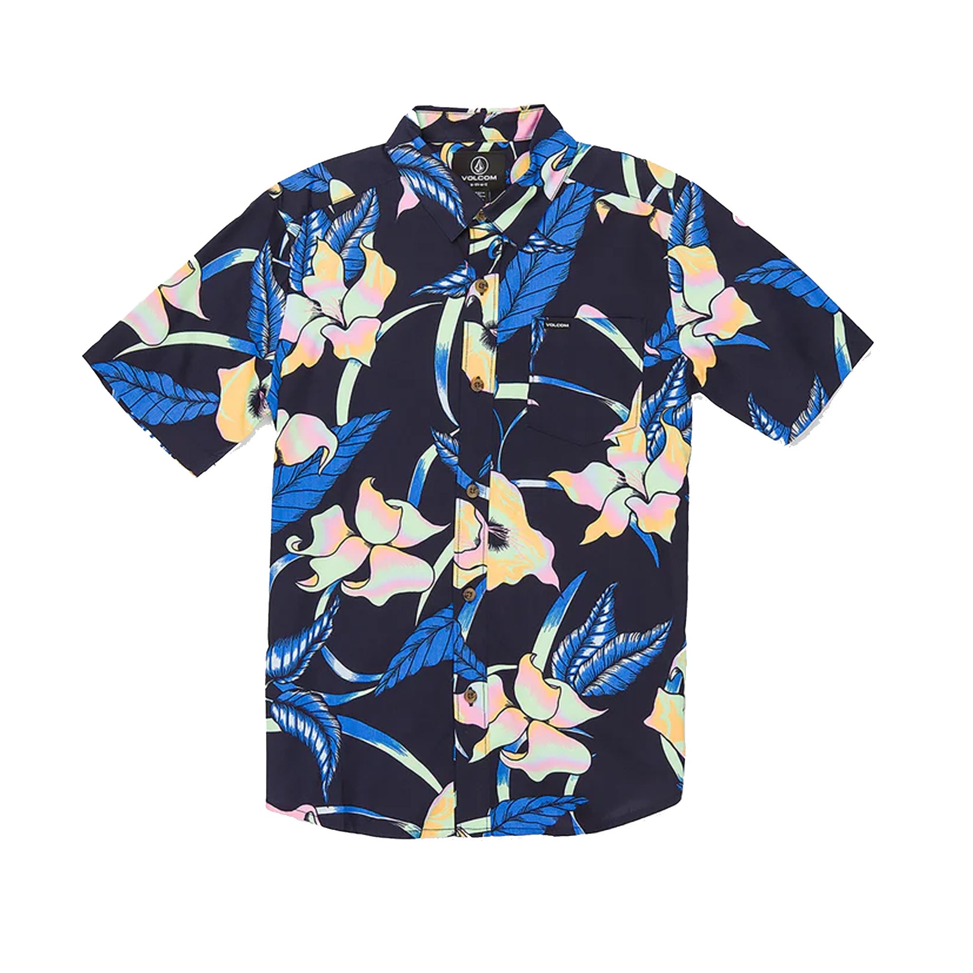 Volcom Varkala Youth Boy's S/S Dress Shirt - Navy