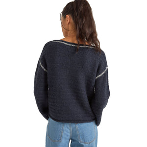 Rhythm Baklava Knit Women's L/S Sweater - Navy