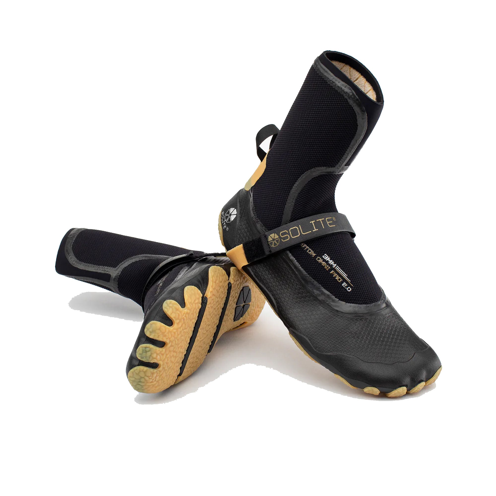 Solite 3mm Custom Omni Pro 2.0 Surf Booties - Black/Gum