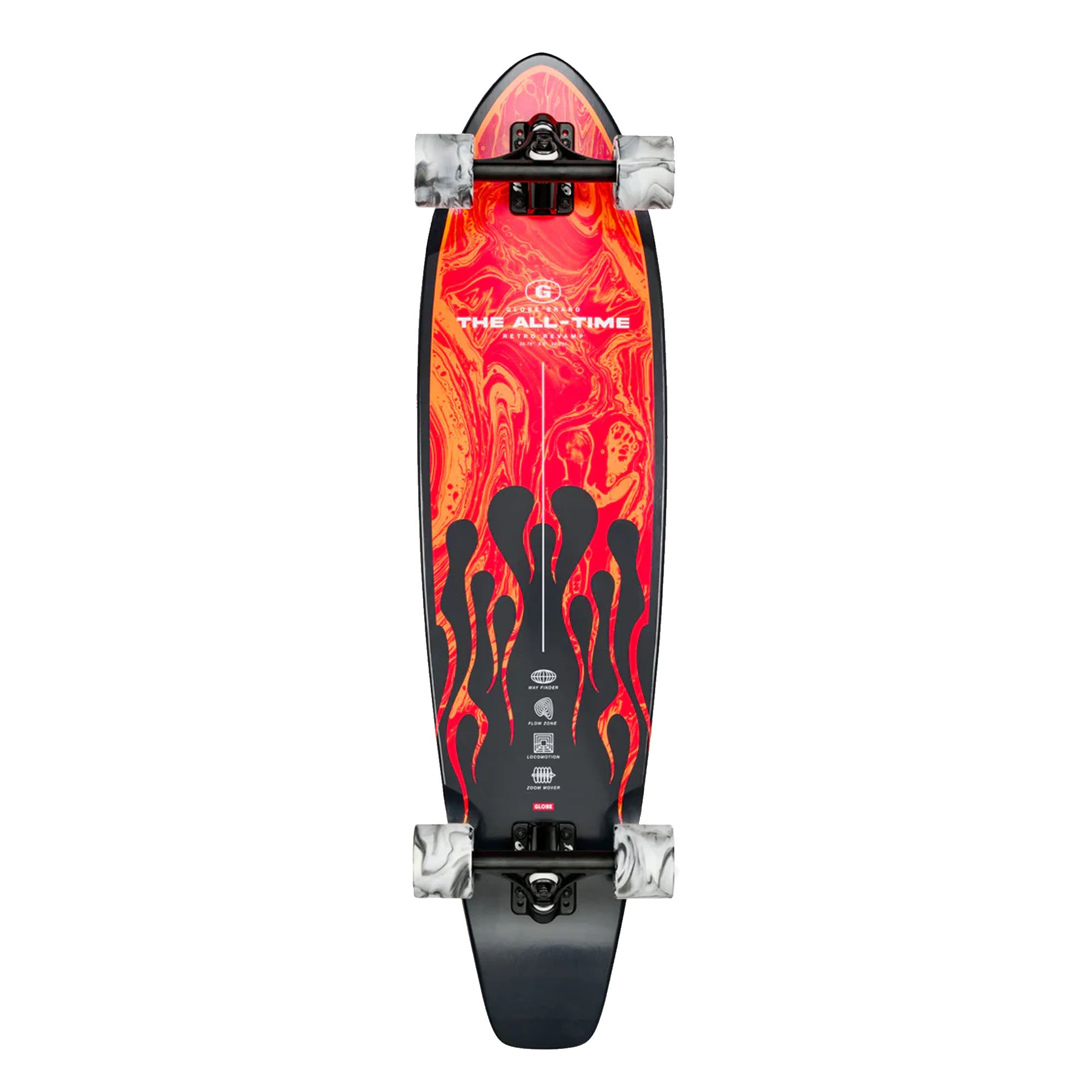 Globe The All-Time 35'' Complete Longboard Skateboard - Red Flames