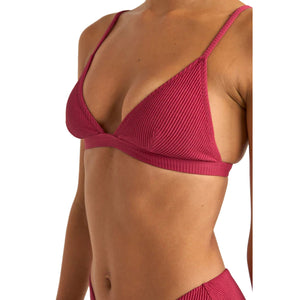 Rhythm Isla Rib Bralette Women's Bikini Top - Sangria