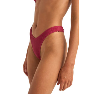 Rhythm Brighton Isla Rib Skimpy Women's Bikini Bottoms - Sangria