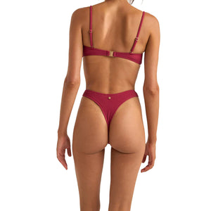 Rhythm Brighton Isla Rib Skimpy Women's Bikini Bottoms - Sangria