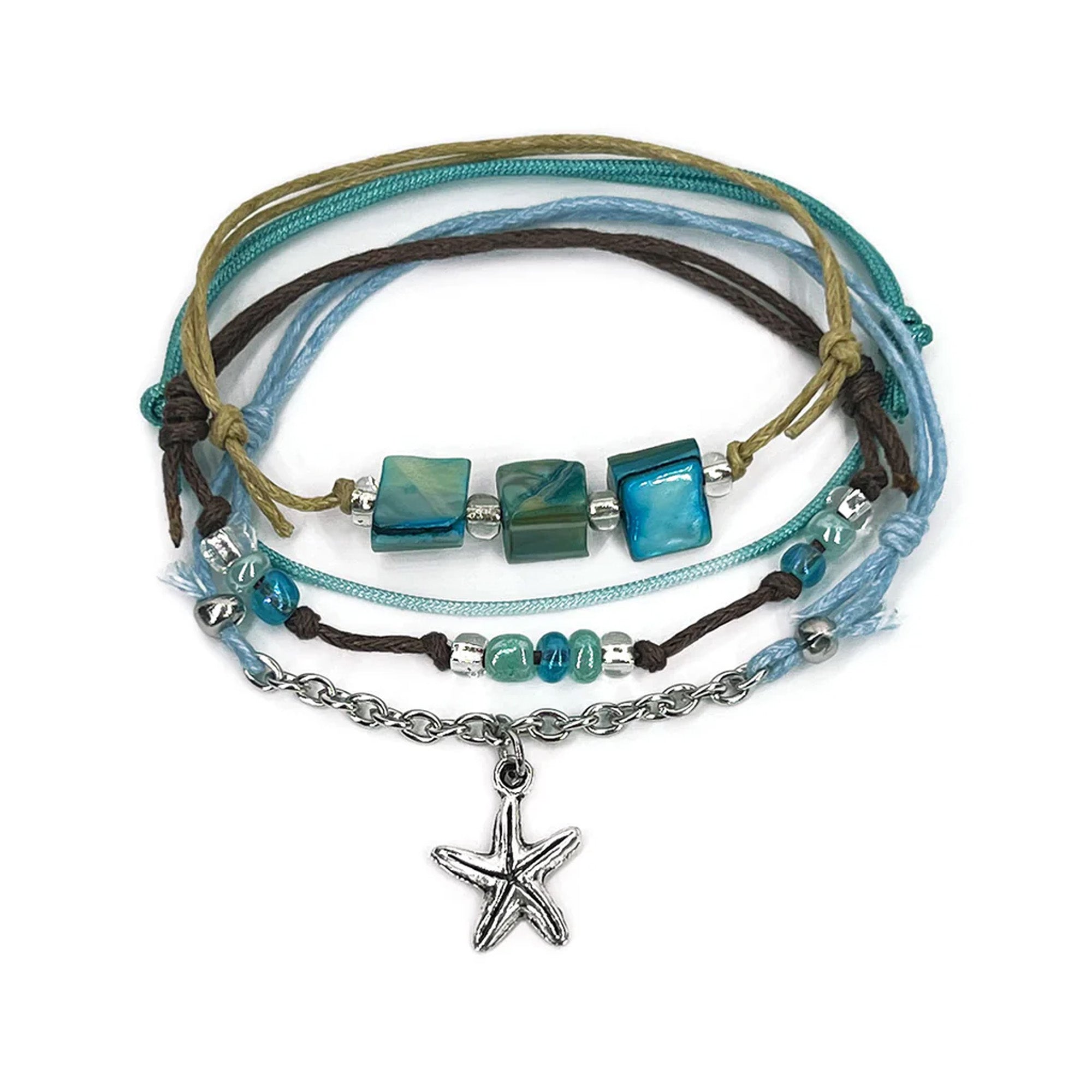 Oh Yeah Silver Starfish Bracelet - Blue