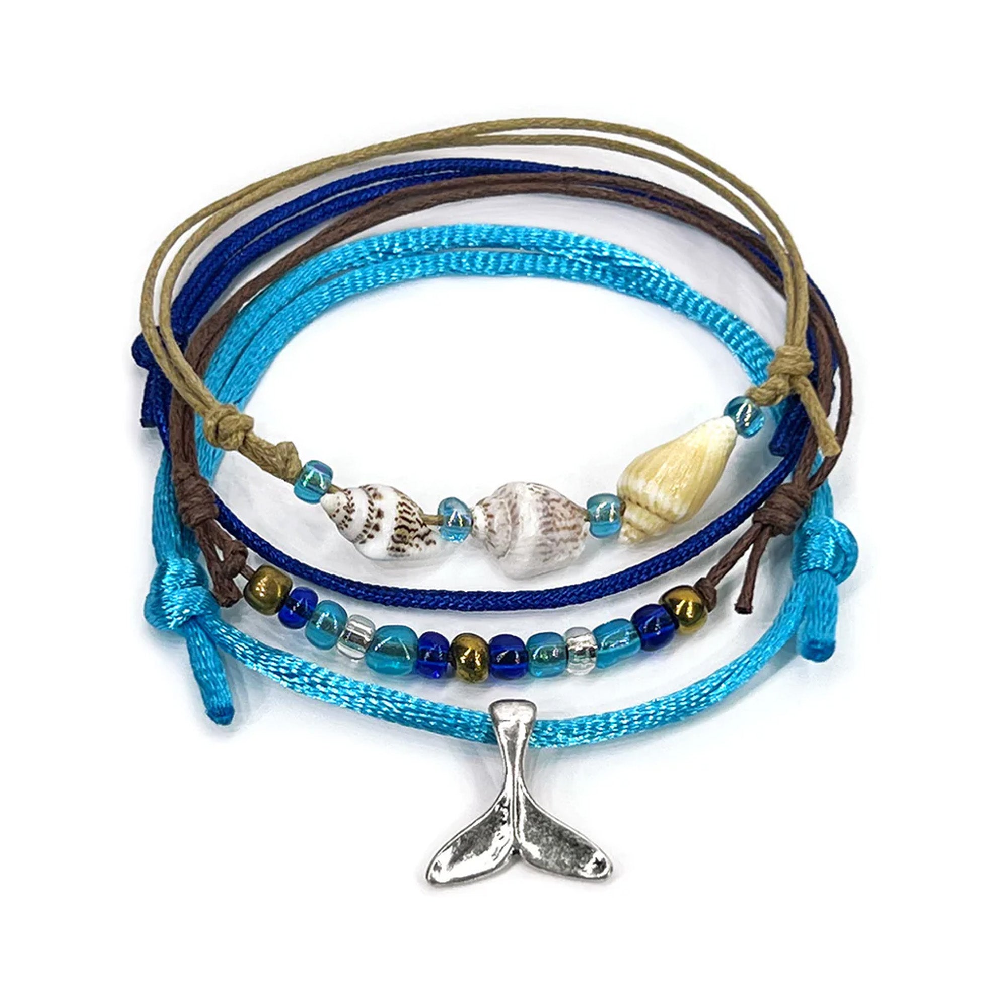 Oh Yeah Silver Whale Tail Bracelet - Blue