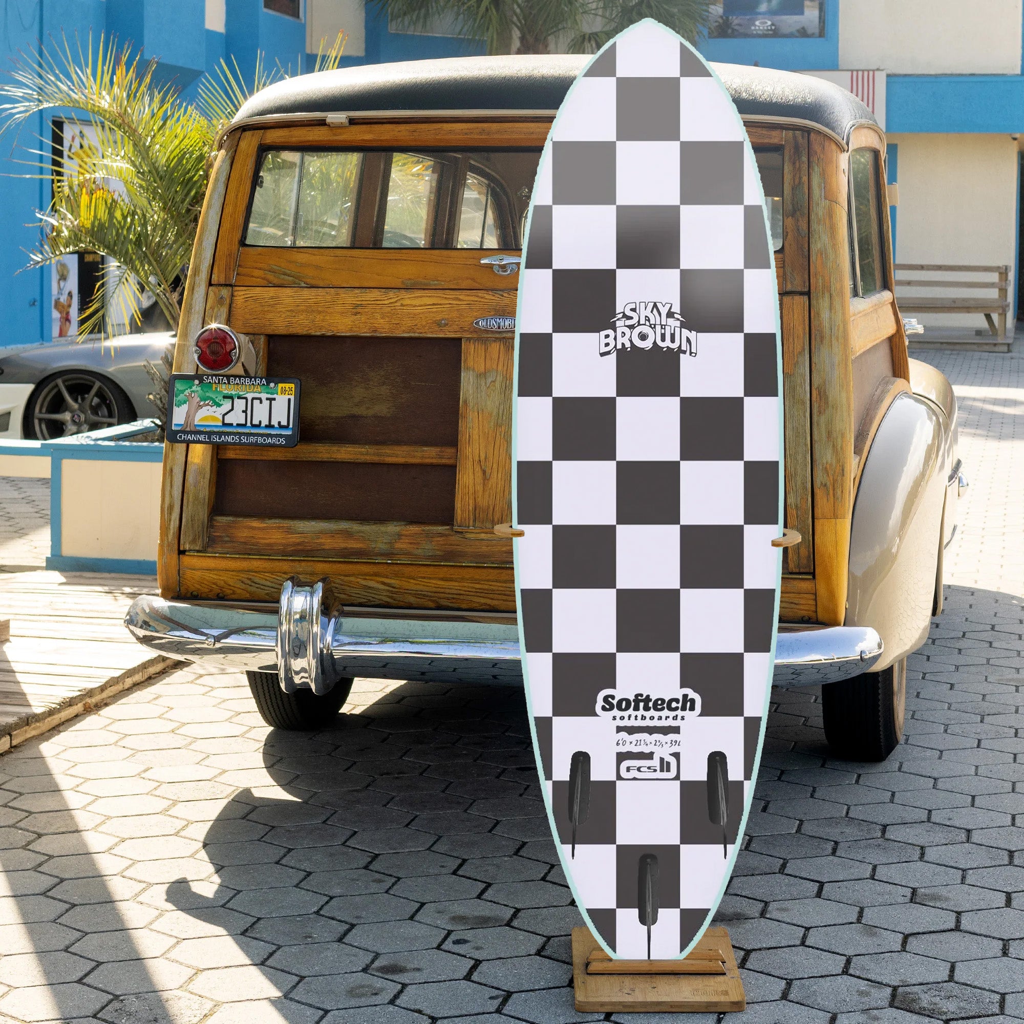 Softech Sky Brown 5'0 Soft Surfboard - Seafoam/Checkered