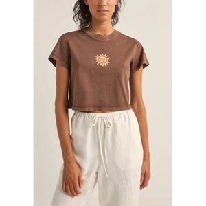 Rhythm Sunshine Crop Crew Women's S/S T-Shirt - Chocolate