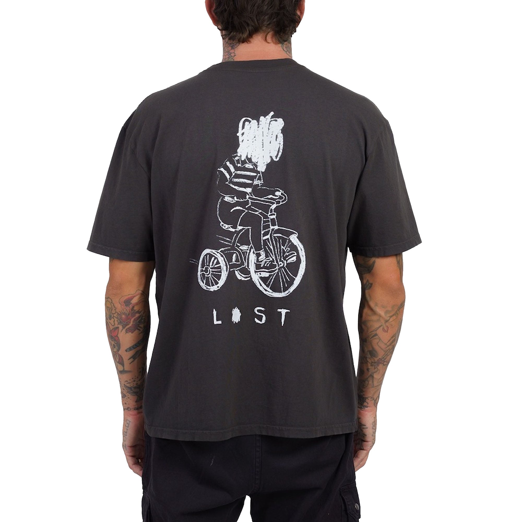 Lost Tricycle Boxy Men's S/S T-Shirt - Vintage Black