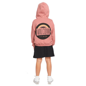 Volcom Zip Dudette Youth Girls L/S Hoodie - Mauve