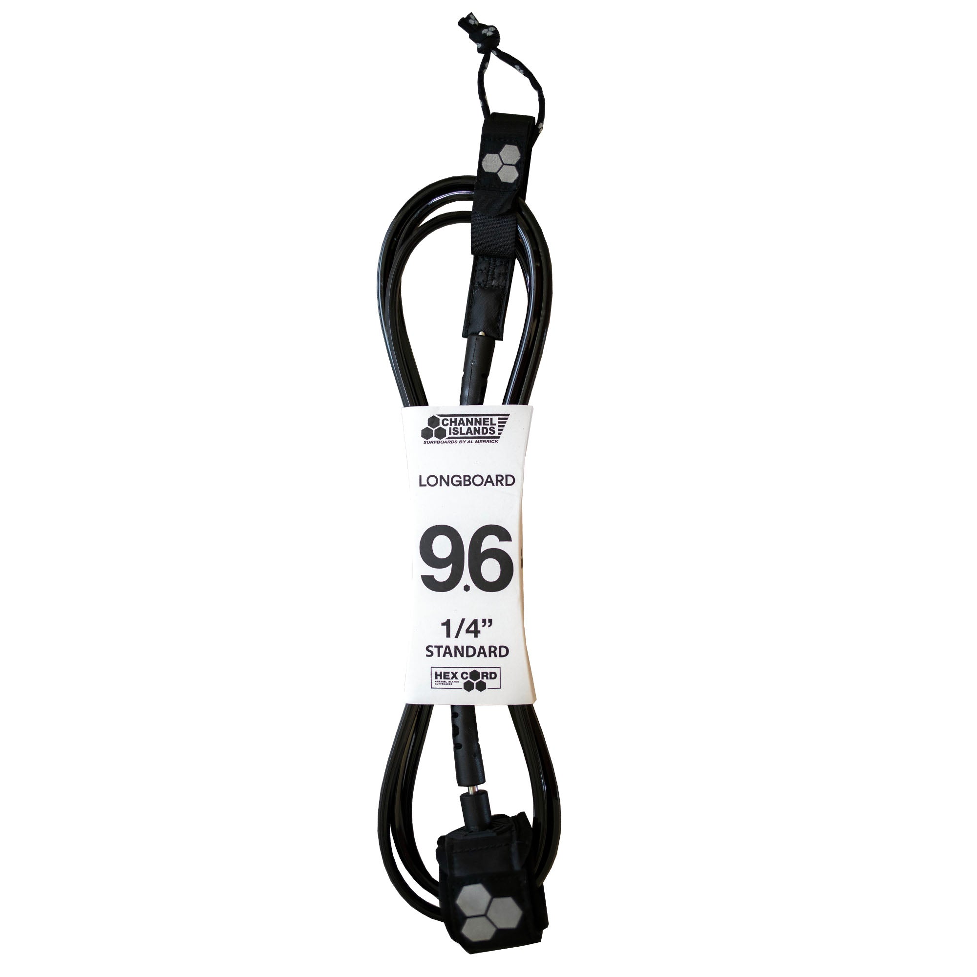 Channel Islands Longboard Hex Cord Standard 9'6 Surfboard Leash - Black