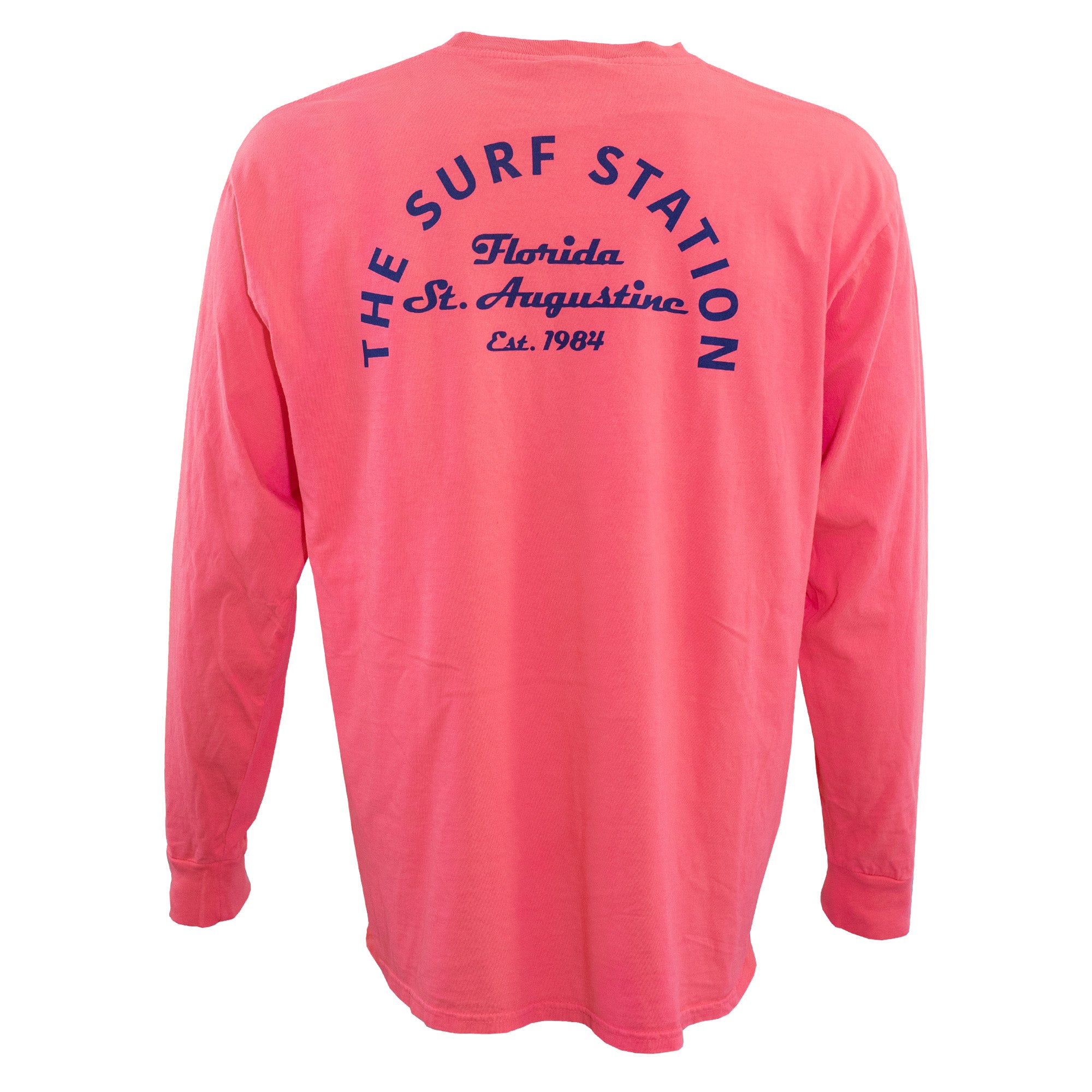 Surf Station Arch Logo Men's L/S T-Shirt - Salmon