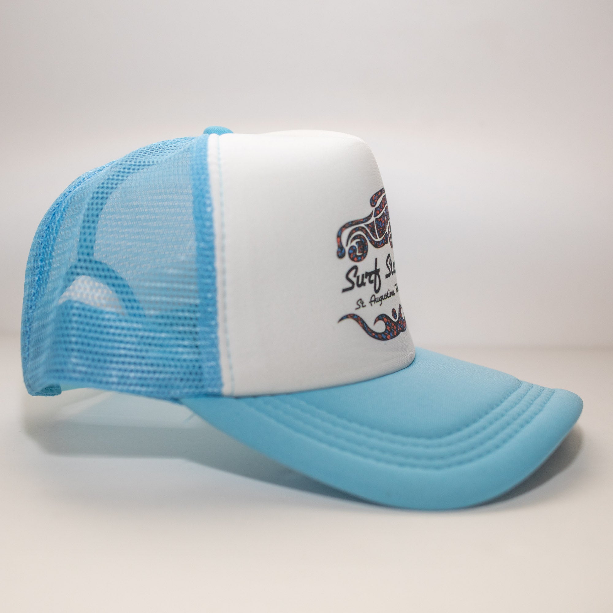 Surf Station Paisley Trucker Hat - Light Blue/White