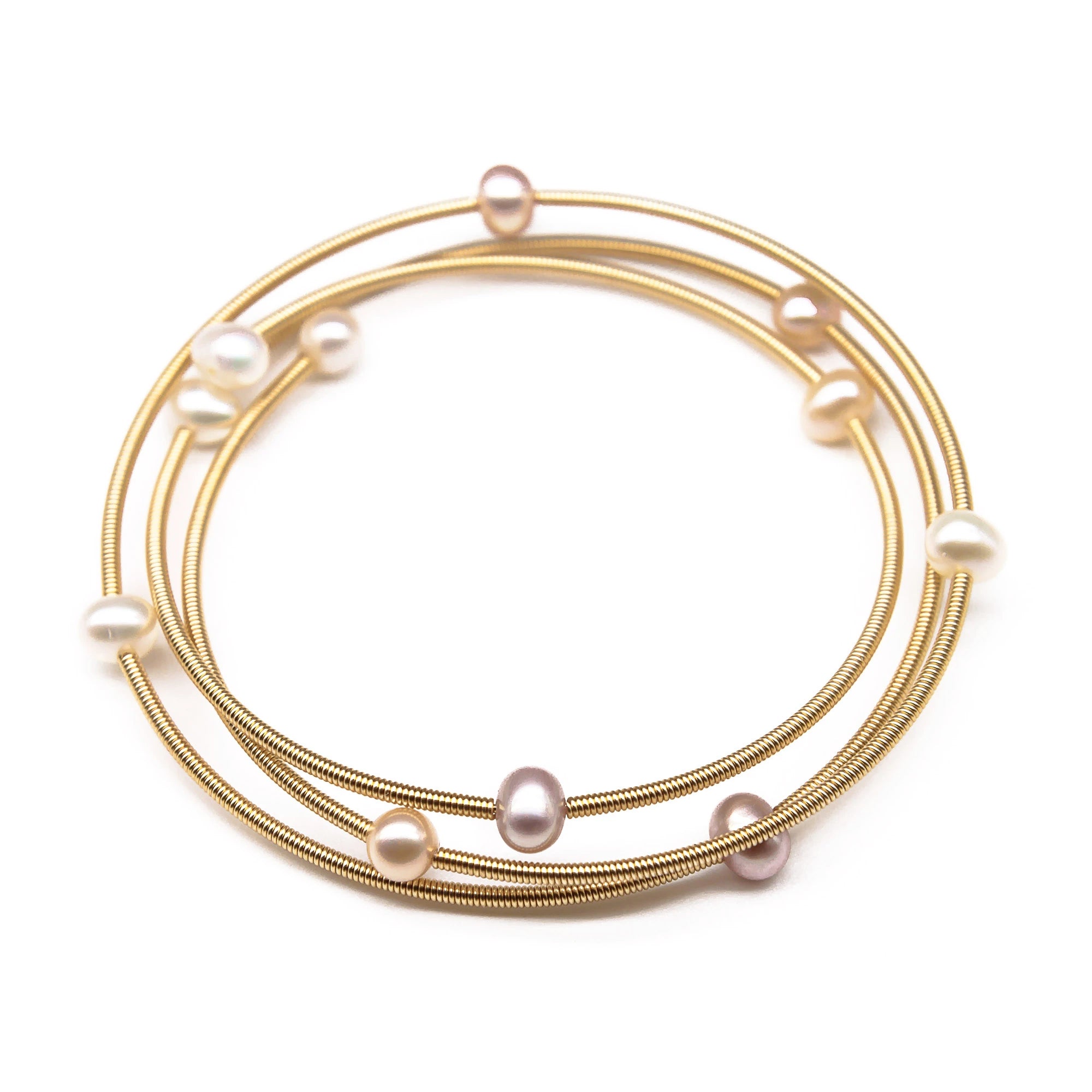 Charming Shark Golden Pearl Bangle Bracelet