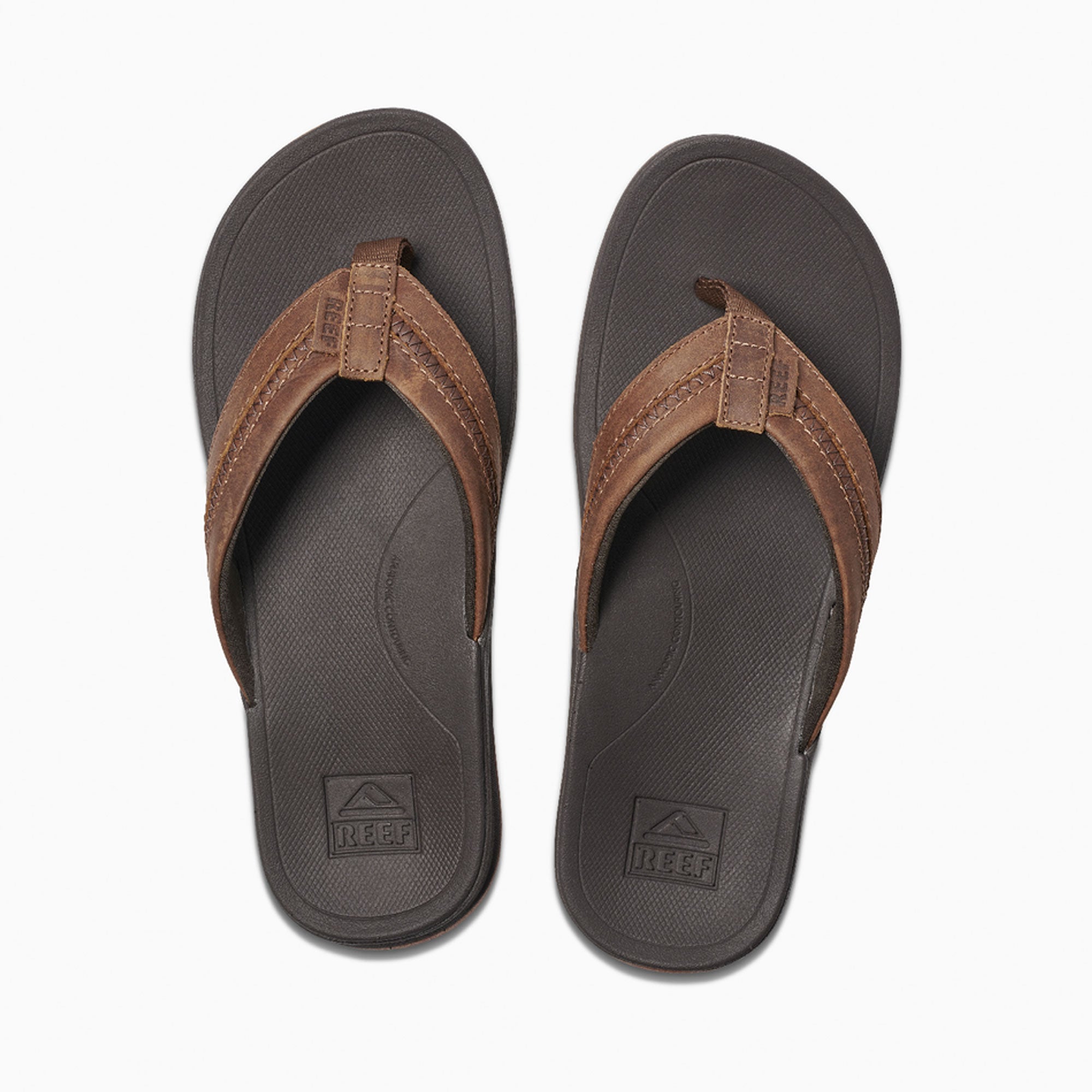 Reef Leather Ortho-Bounce Coast Men's Sandals - Brown