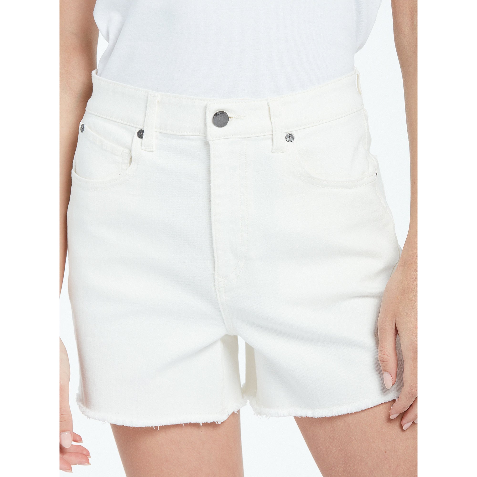 Volcom Stone Step Women's High Rise Shorts - White