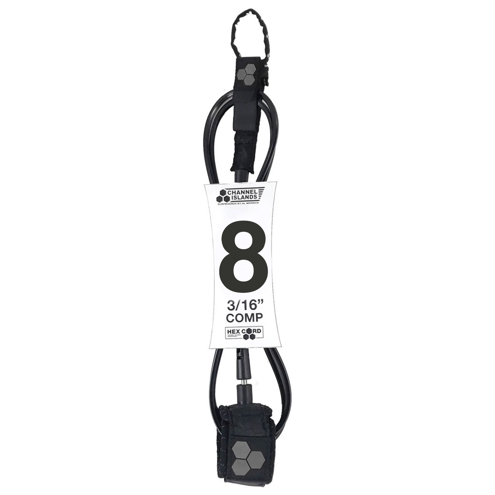 Channel Islands Hex Cord Standard 8' Surfboard Leash - Black