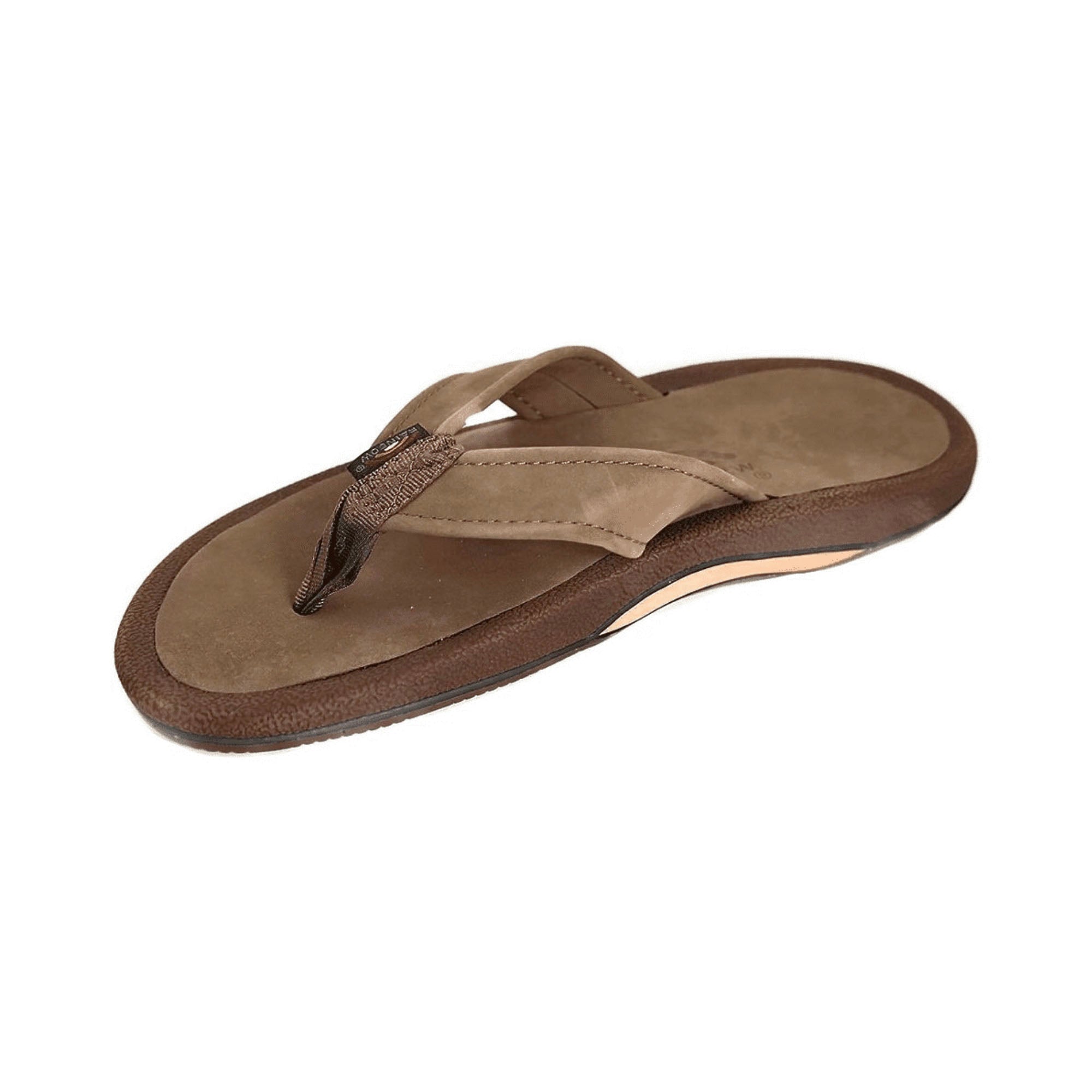 Rainbow Single Thick Premier Leather Navigator Men's Sandals - Dark Brown